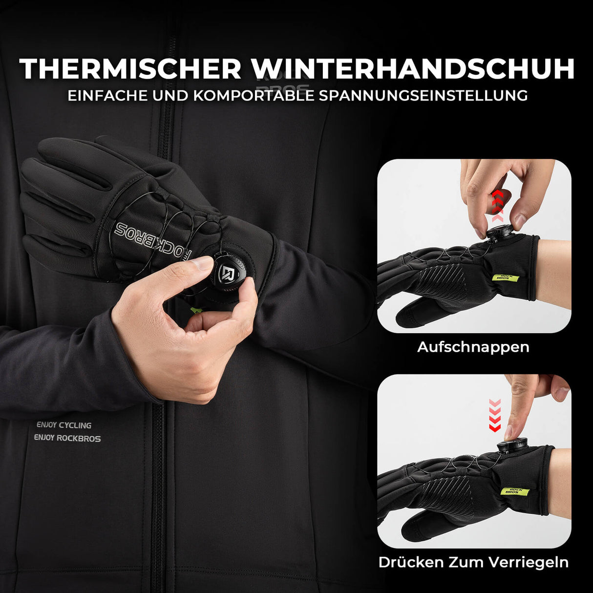 Winter Fahrradhandschuhe Touchscreen – Thermogefüttert & Reflex