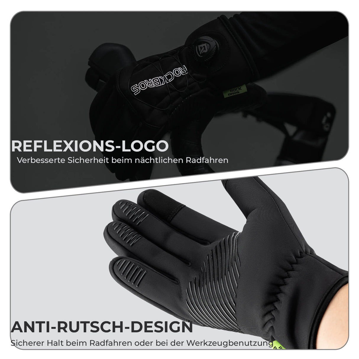Winter Fahrradhandschuhe Touchscreen – Thermogefüttert & Reflex