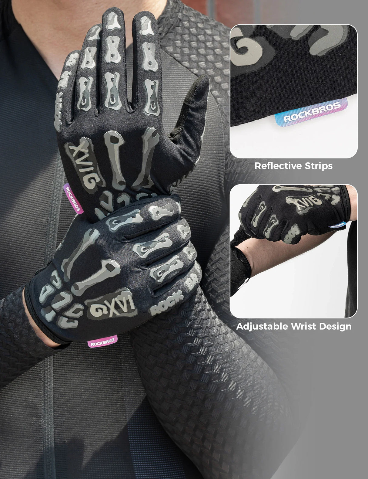 Fahrradhandschuhe mit gepolsterten Handflächen und Touchscreen-Fingerspitzen