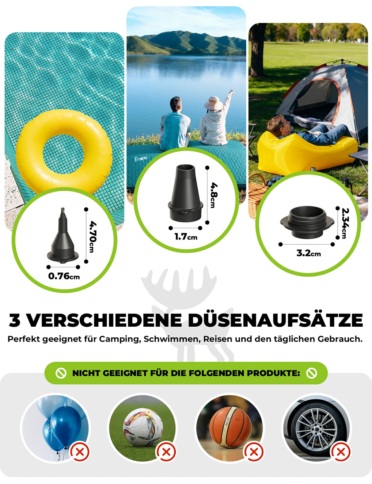 Qunature elektrische Luftpumpe mit 2-in-1 Funktion zum Aufblasen und Ablassen