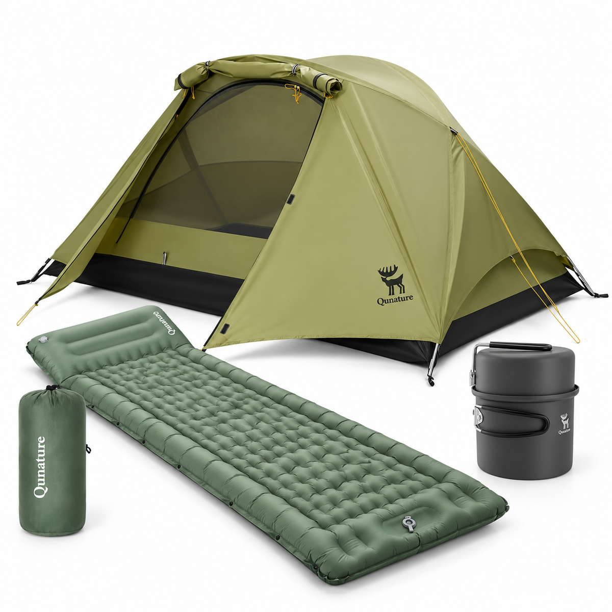 Trekking-Camp Bundle: 2-Personen-Zelt, Isomatte & Kochset