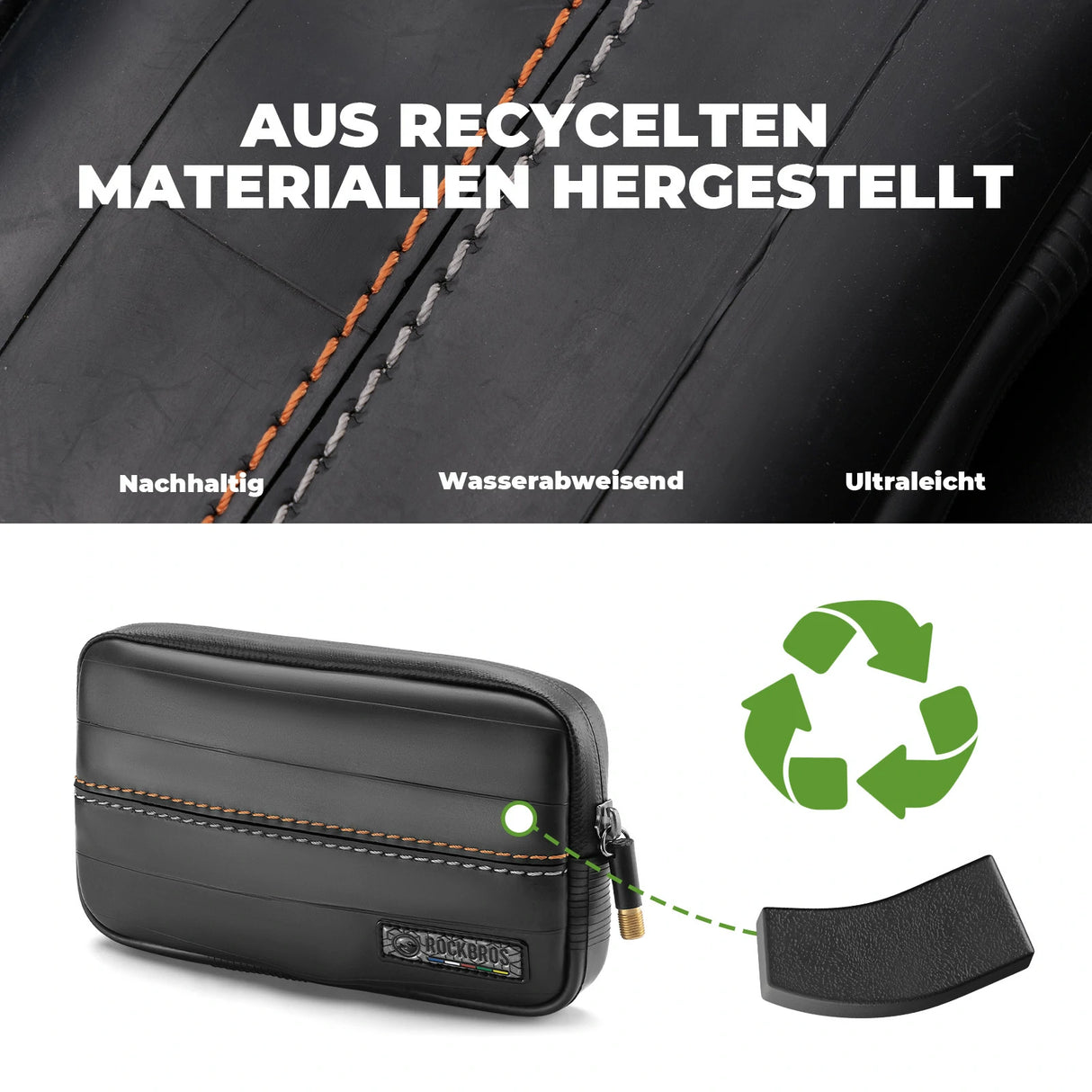 ROAD TO SKY nachhaltiger Beutel aus recycelten Reifen mit 0,7 L