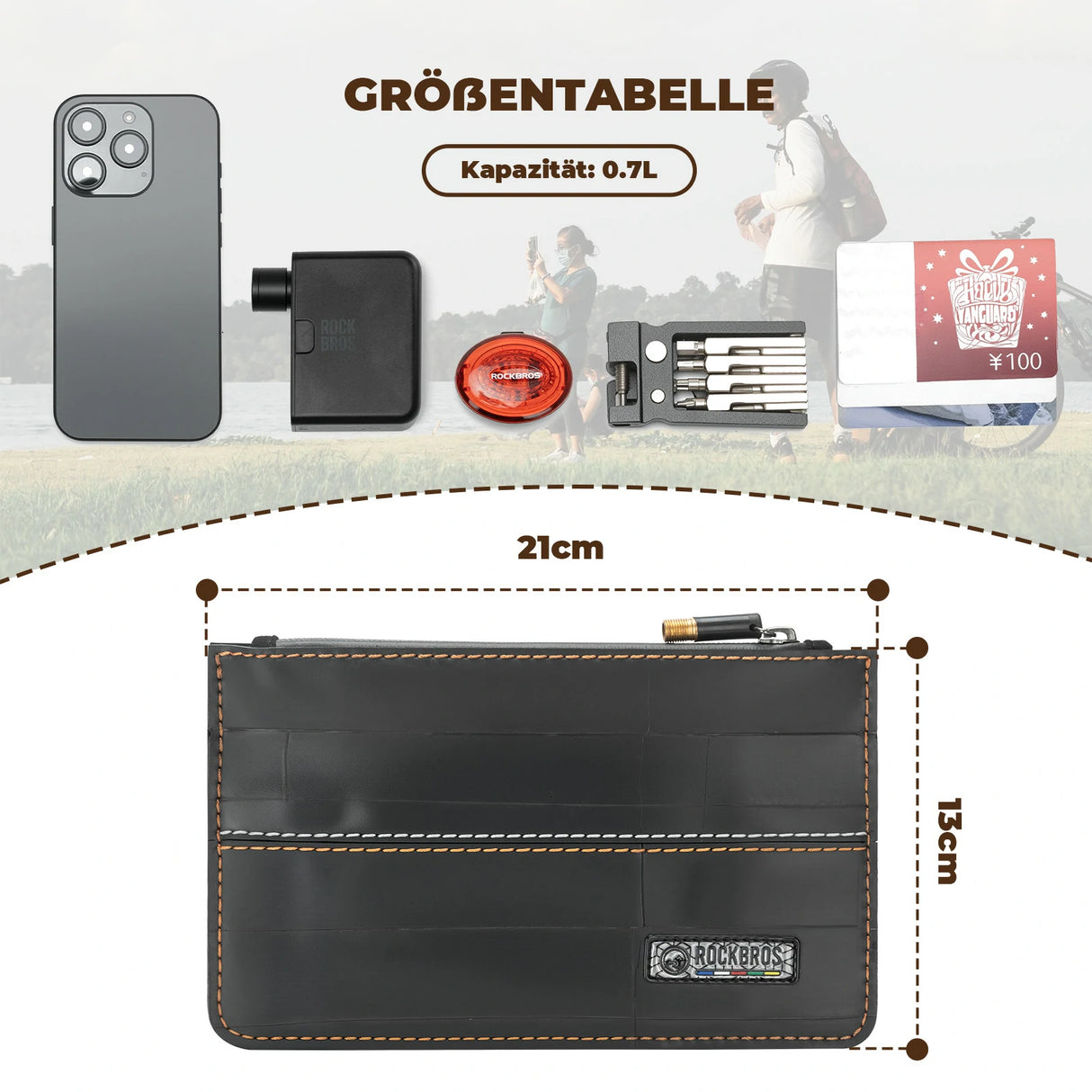ROAD TO SKY nachhaltiger Beutel aus recycelten Reifen mit 0,7 L