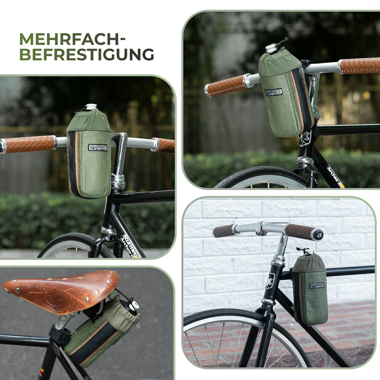 road-to-sky nachhaltige 0,8l fahrrad-wasserflaschentasche aus tyvek® und recycelten reifen