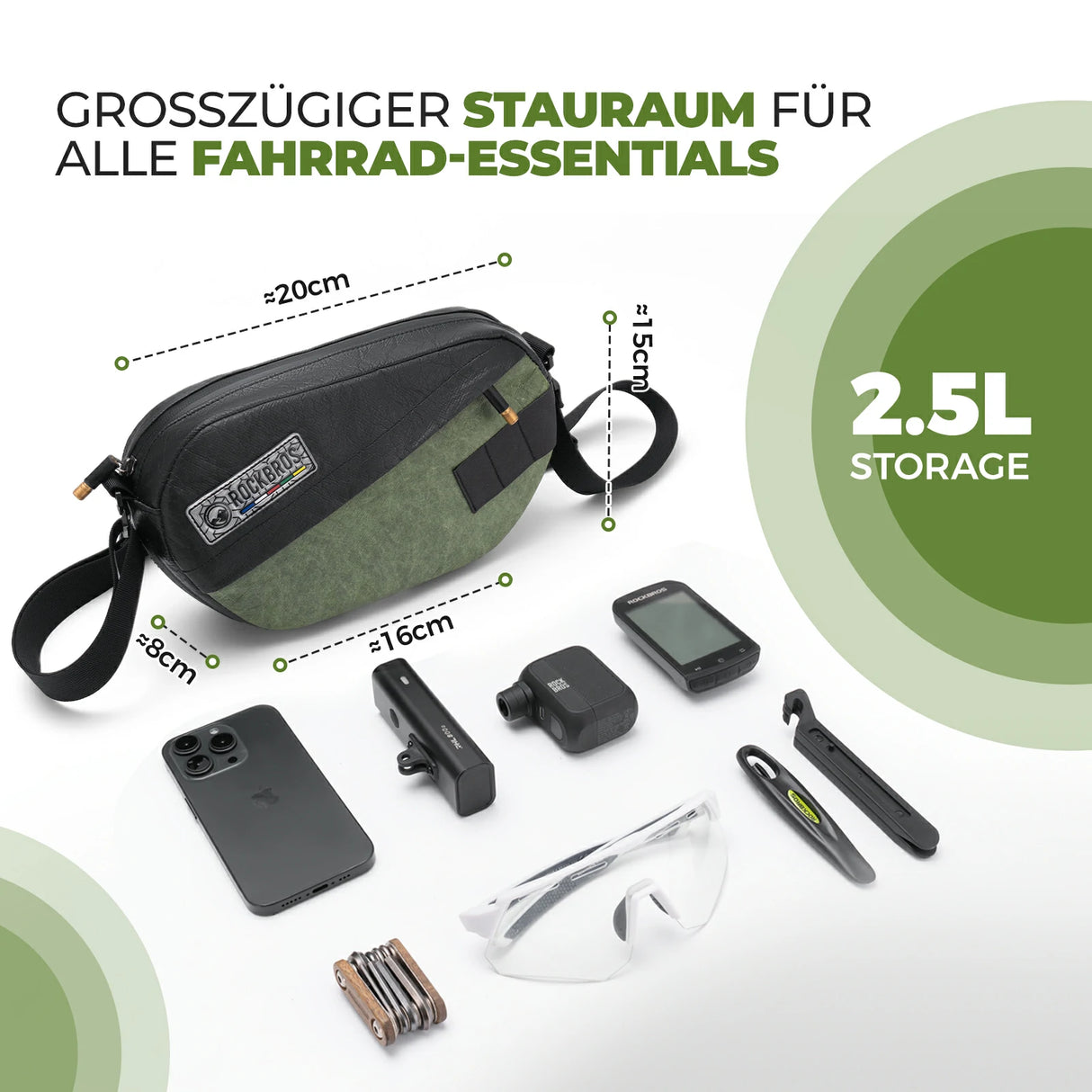 road-to-sky 2.5l lenkertasche und recycelten reifen,