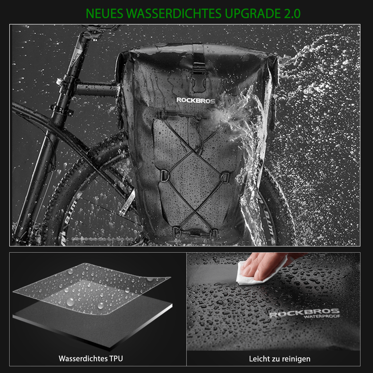 ROCKBROS 100 % wasserdichte Transporttaschen mit Netztasche 27L - ROCKBROS-EU