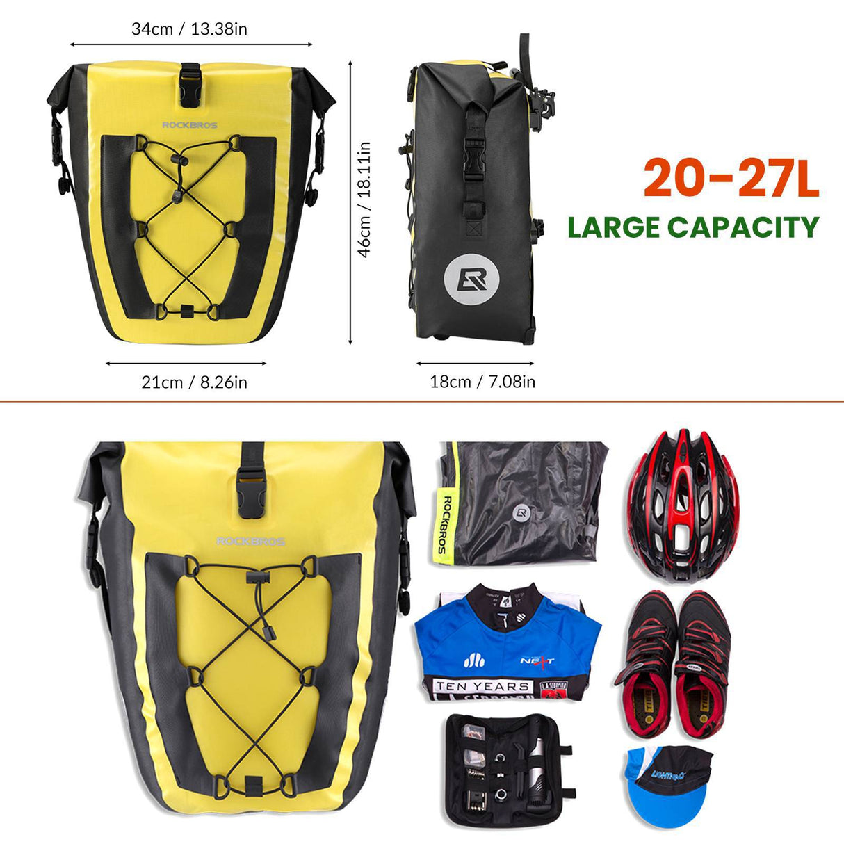 ROCKBROS 100 % wasserdichte Transporttaschen mit Netztasche 27L - ROCKBROS-EU