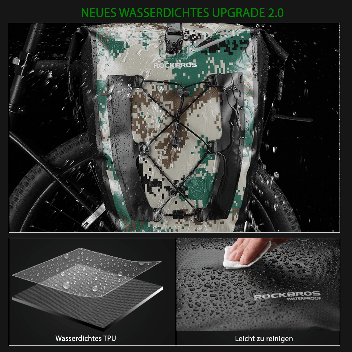 ROCKBROS 100 % wasserdichte Transporttaschen mit Netztasche 27L - ROCKBROS-EU