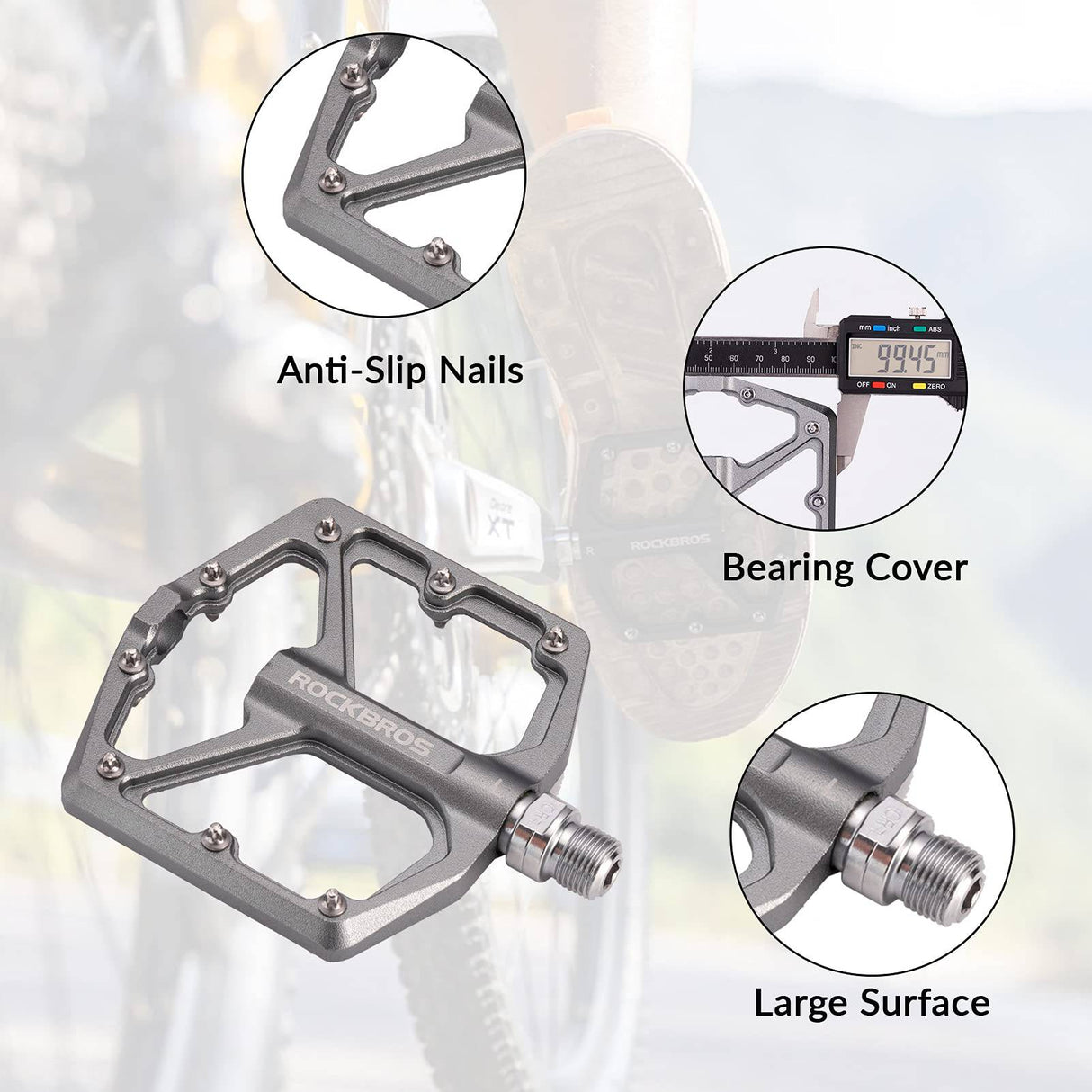 ROCKBROS Aluminium Platform Pedale 9/16 Zoll für MTB E-Bike Stadtrad - ROCKBROS-EU