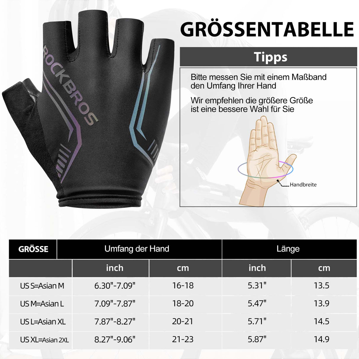 ROCKBROS Bunte reflektierende Kurzfingerhandschuhe - ROCKBROS-EU