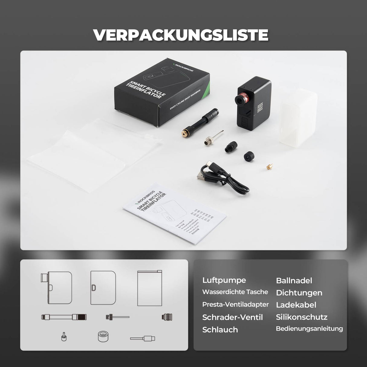 MINI Elektrische Fahrradpumpe AS1 Pro - ROCKBROS-EU