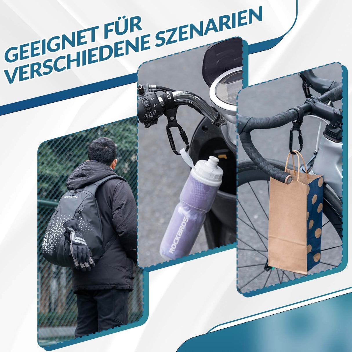 ROCKBROS Fahrrad Karabinerhaken Multifunktional mit Strapazierfähigem Gurt - ROCKBROS-EU