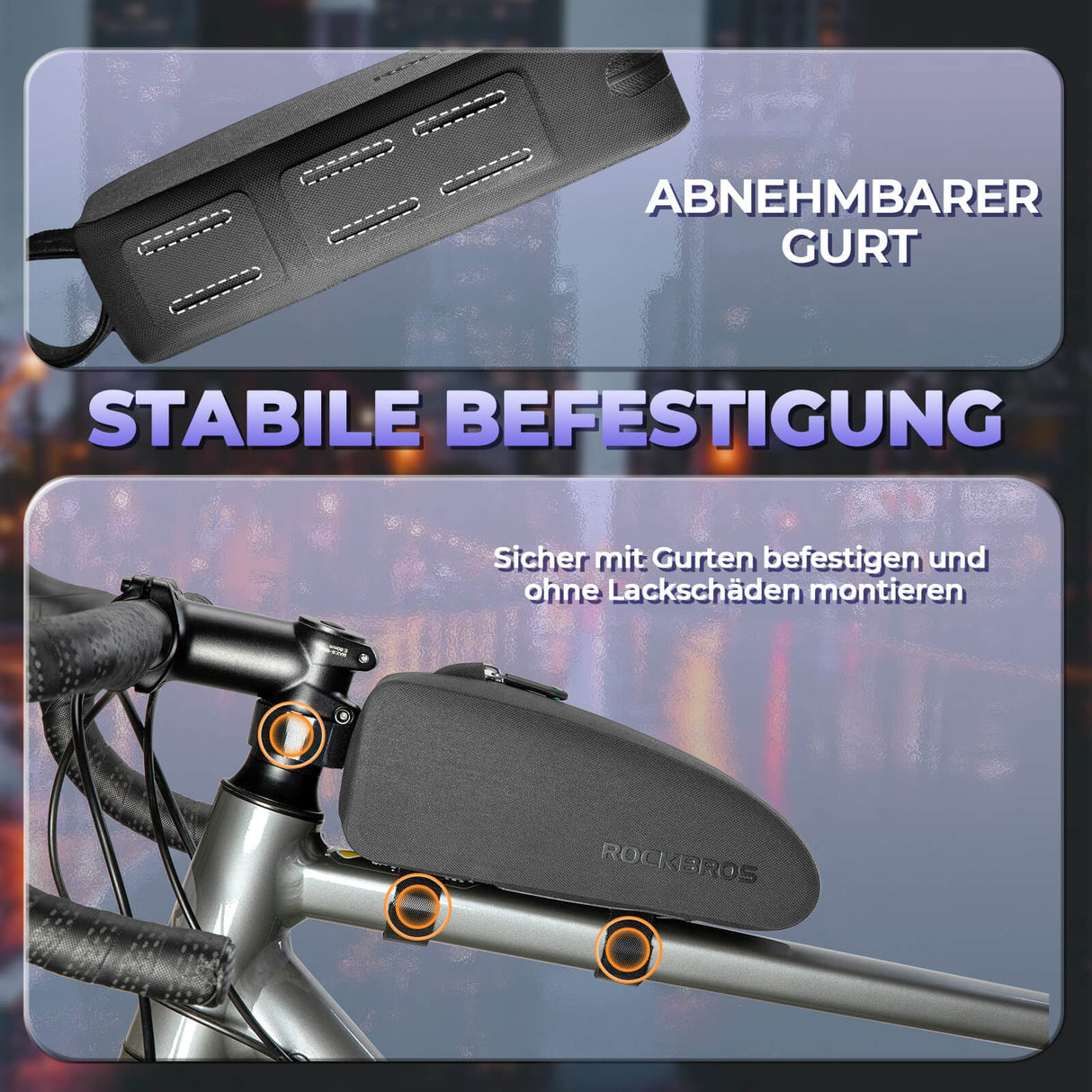 ROCKBROS Fahrrad Rahmentasche wasserdicht Staubfest Schwarz 1L/1,6 L - ROCKBROS-EU