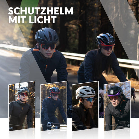 ROCKBROS Fahrradhelm mit Licht, mit USB 1800 mAh Atmungsaktiv 58-60 cm - ROCKBROS-EU