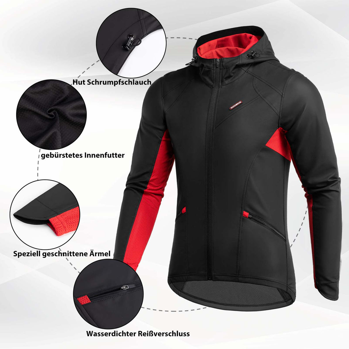 ROCKBROS Fahrradjacke Herren Winter Winddicht Softshelljacke Schwarz - ROCKBROS-EU