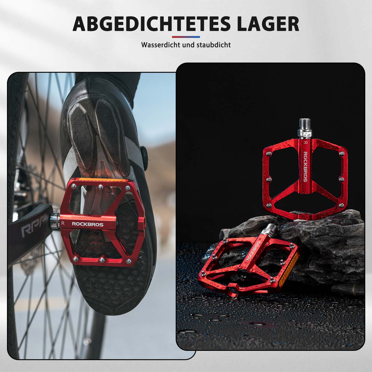 ROCKBROS Fahrradpedale mit Reflektoren aus Aluminiumlegierung 9/16 Zoll - ROCKBROS-EU