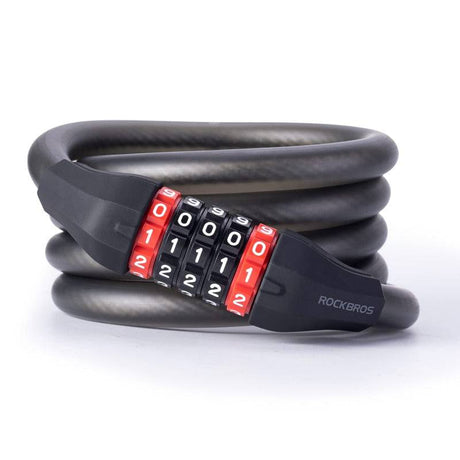 ROCKBROS Fahrradschloss mit 5-stelligem Zahlencode aus PVC und Stahl - ROCKBROS-EU