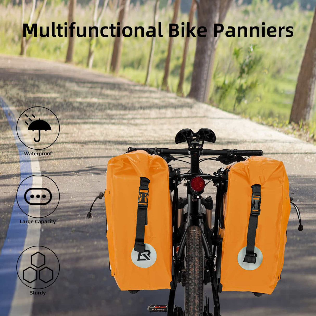 ROCKBROS Gepäckträgertasche 25L-32L 100 % wasserdicht mit Tragegriff - ROCKBROS-EU
