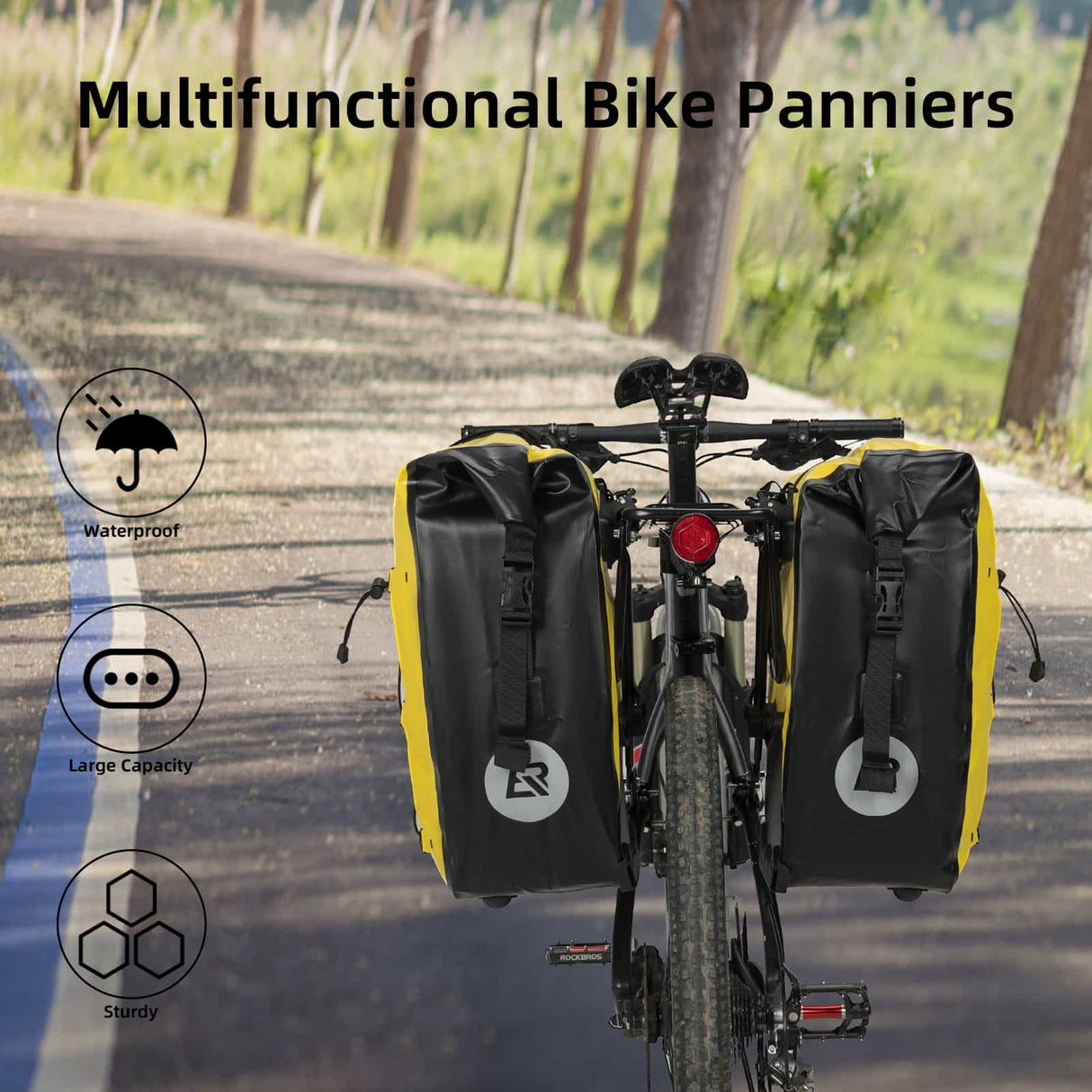 ROCKBROS Gepäckträgertasche 25L-32L 100 % wasserdicht mit Tragegriff - ROCKBROS-EU