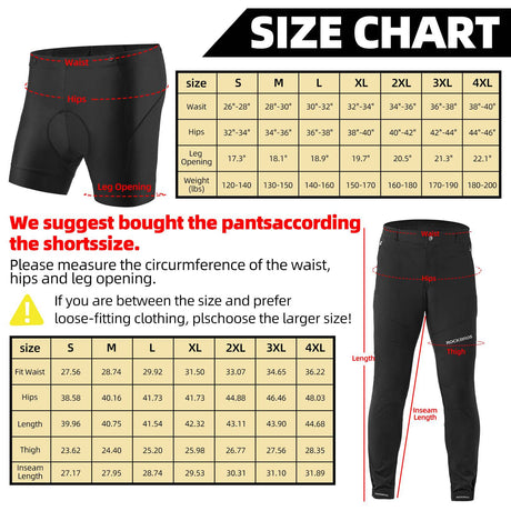 ROCKBROS Herren Radhose mit abnehmbarer gepolsterter - ROCKBROS-EU