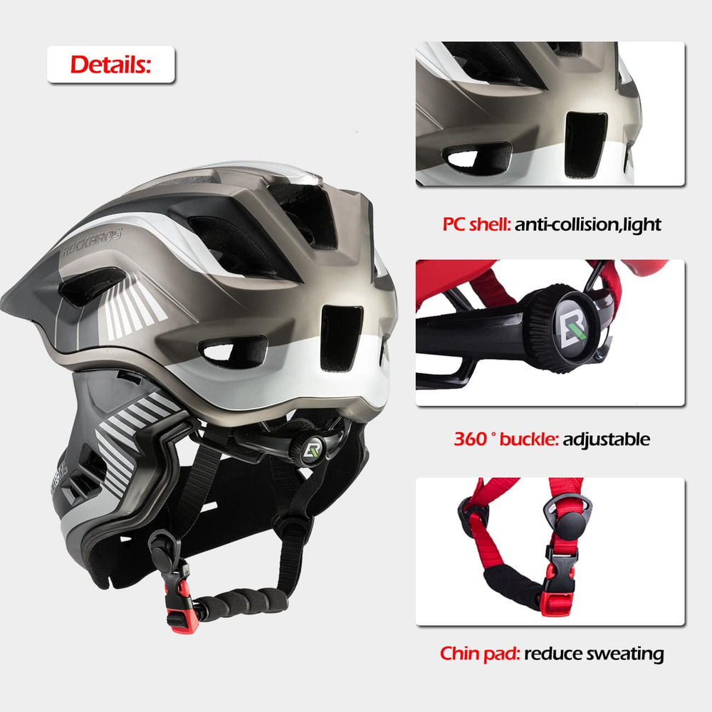 ROCKBROS Kinder helm Integriert Fahrradhelm mit Abnehmbarem Kinnschutz - ROCKBROS-EU