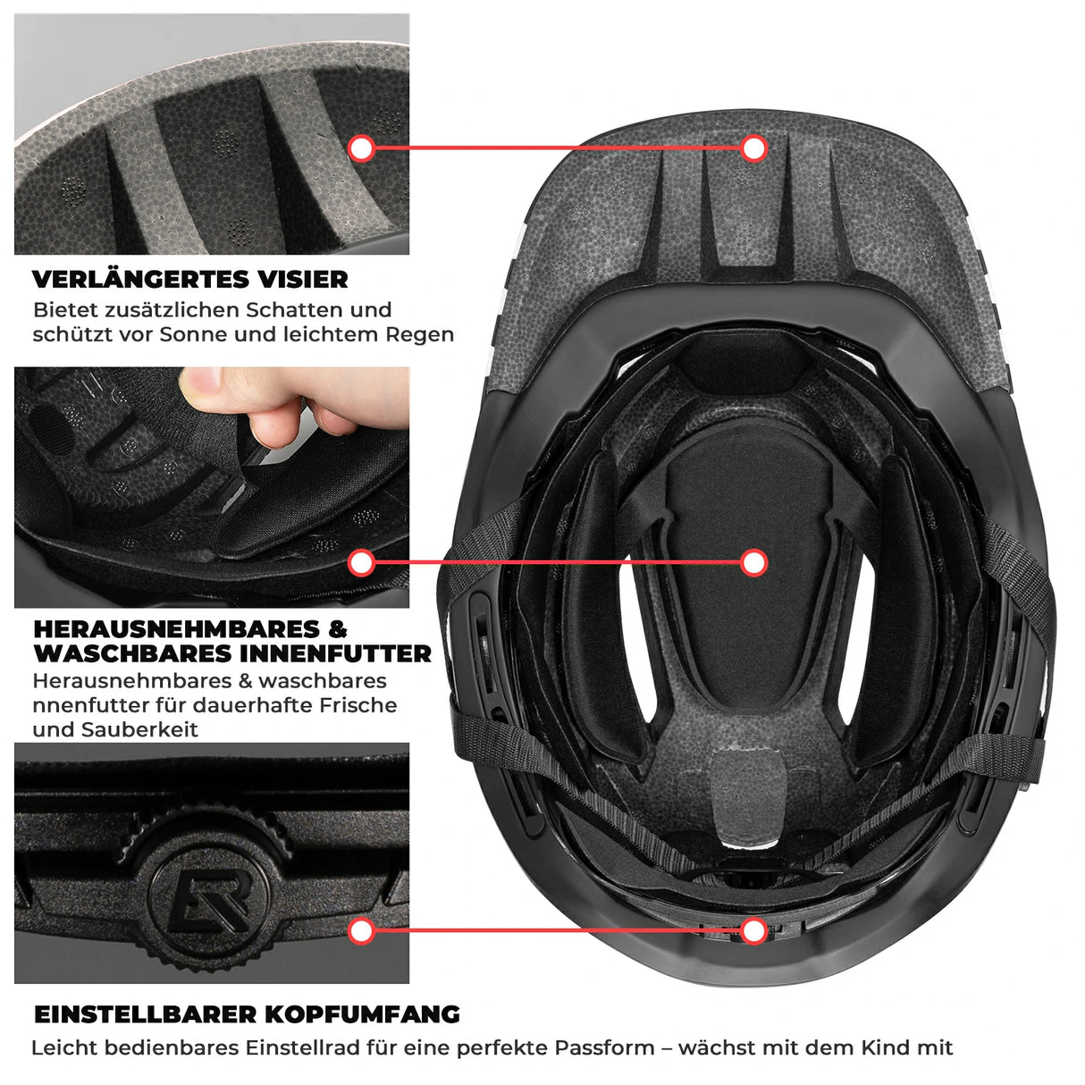 rockbros cartoon integral kinderhelm, 2-in-1 mit einem klick abnehmbarem kinnschutz