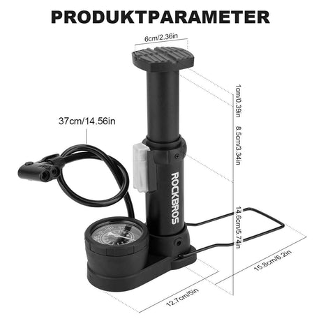 ROCKBROS Mini Fußpumpen Luftpumpe mit Manometer - ROCKBROS-EU