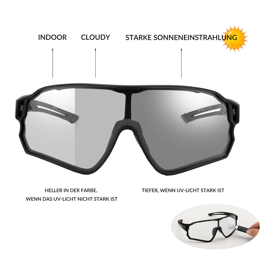 ROCKBROS Photochrome Sonnenbrille Fahrradbrille UV400-Schutz Unisex - ROCKBROS-EU