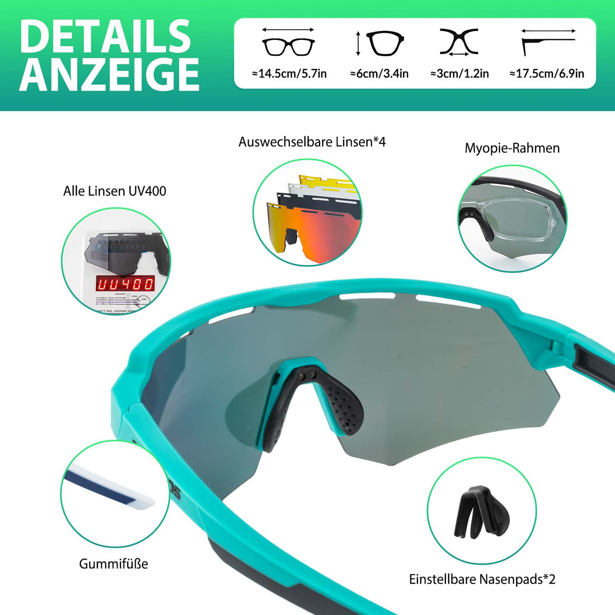 ROCKBROS Polarisierte Fahrradbrille mit 4 Wechselgläser - ROCKBROS-EU