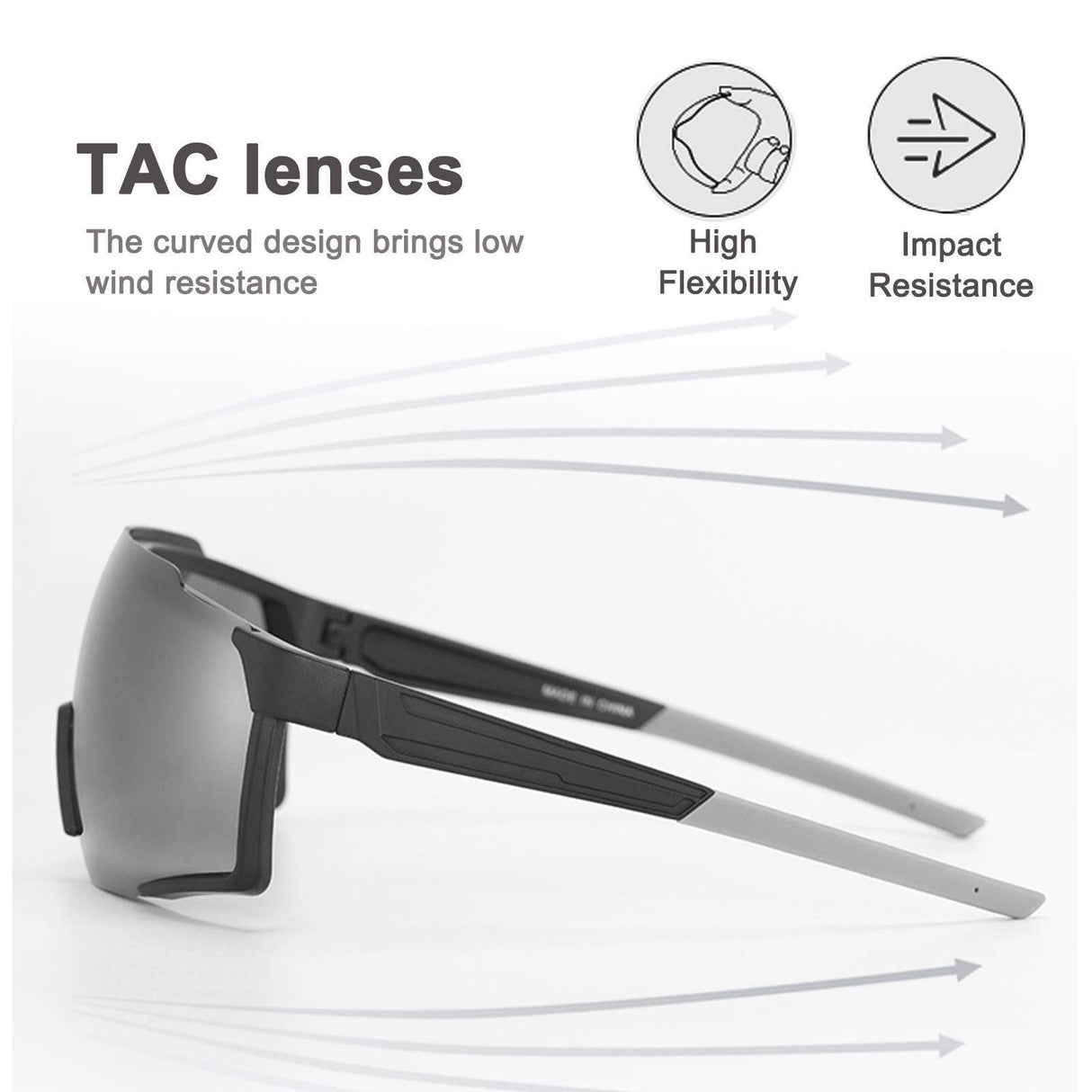 ROCKBROS Polarisierte Sonnenbrille Fahrradbrille für Outdoor-Sport Schwarz - ROCKBROS-EU