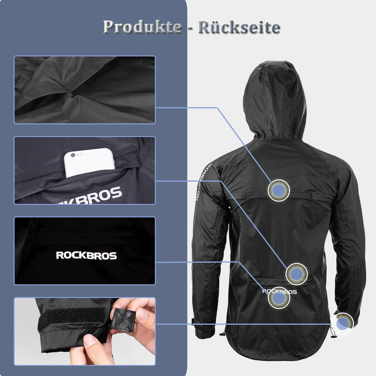 ROCKBROS Radsport Regenjacke Herren Wasserdicht Leicht Fahrradjacke - ROCKBROS-EU