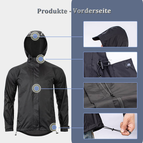 ROCKBROS Radsport Regenjacke Herren Wasserdicht Leicht Fahrradjacke - ROCKBROS-EU