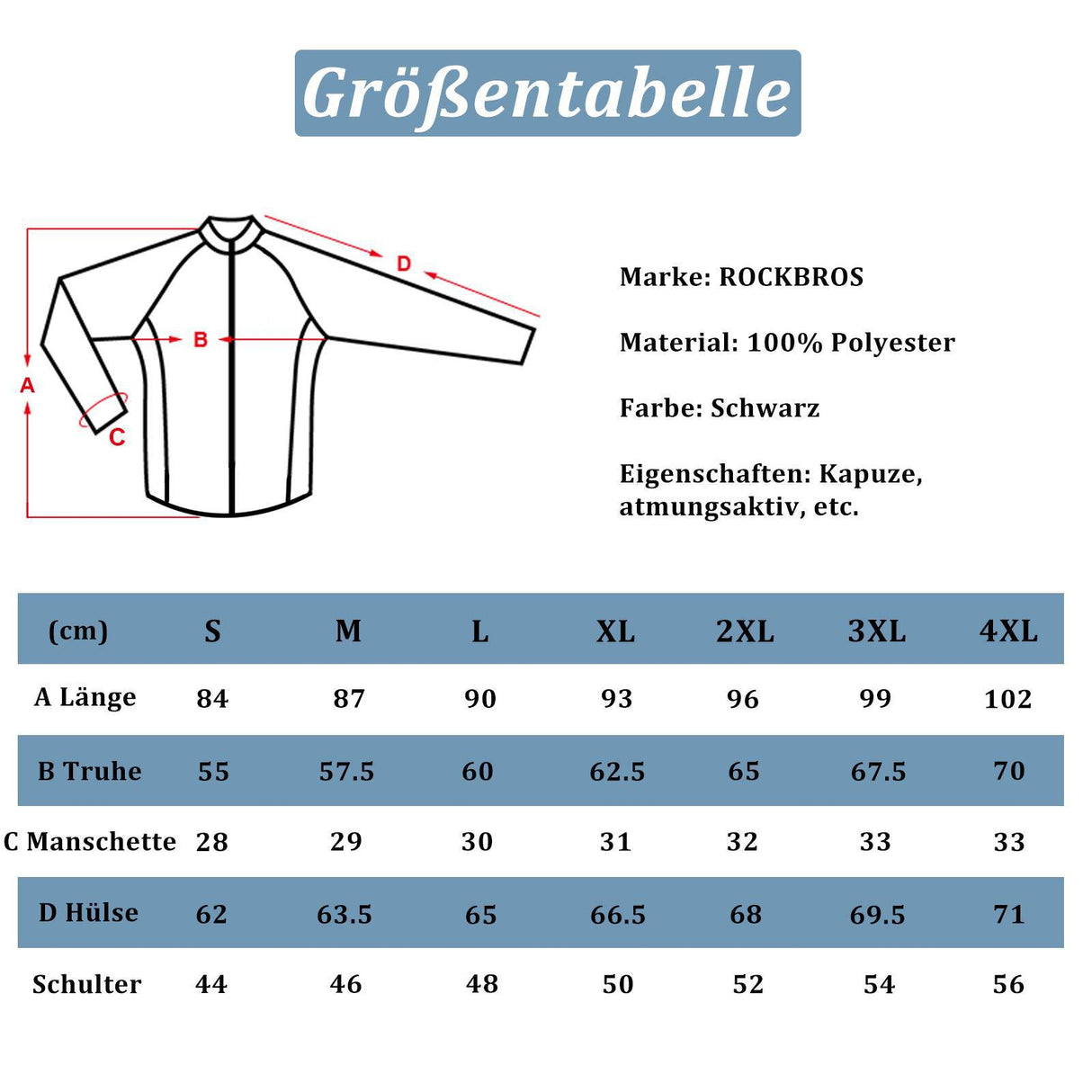 ROCKBROS Regenmantel Wasserdichter Regenponcho Verlängerte Regenjacke - ROCKBROS-EU