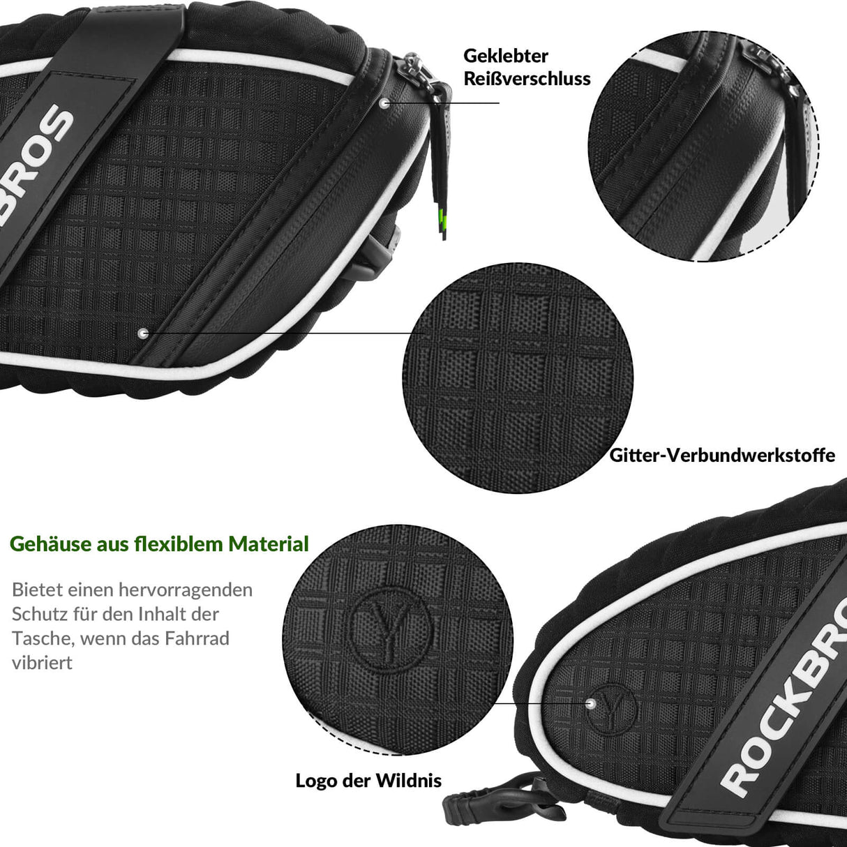 ROCKBROS Satteltaschen Fahrradsitz Taschen mit Rücklichthalter 1L - ROCKBROS-EU