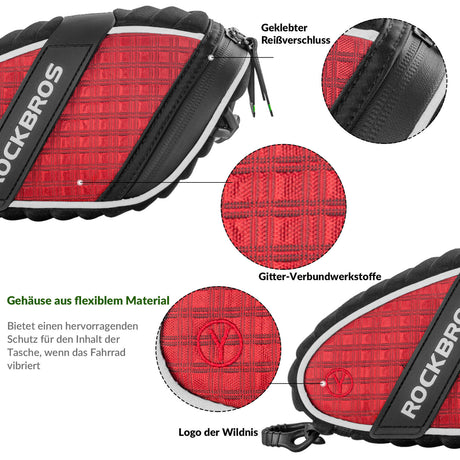 ROCKBROS Satteltaschen Fahrradsitz Taschen mit Rücklichthalter 1L - ROCKBROS-EU