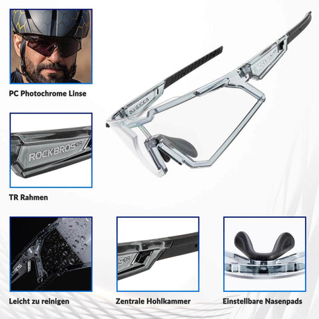 ROCKBROS Sonnenbrille Fahrradbrille Selbsttönend Outdoor UV400 Schutz - ROCKBROS-EU