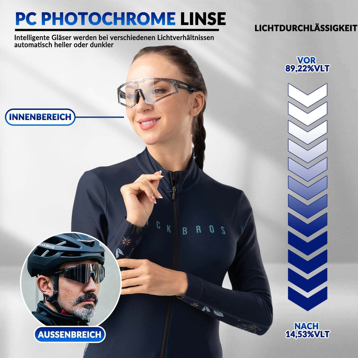 ROCKBROS Sonnenbrille Fahrradbrille Selbsttönend Outdoor UV400 Schutz - ROCKBROS-EU