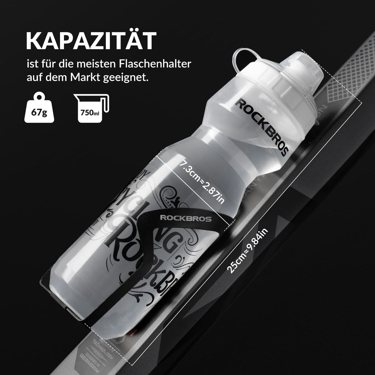 ROCKBROS Sport Trinkflasche 750ml Fahrrad Wasserflasche BPA-Frei - ROCKBROS-EU