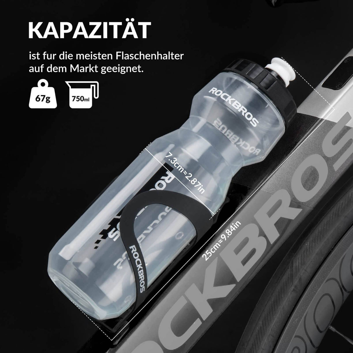 ROCKBROS Sport Trinkflasche 750ml Fahrrad Wasserflasche BPA-Frei - ROCKBROS-EU