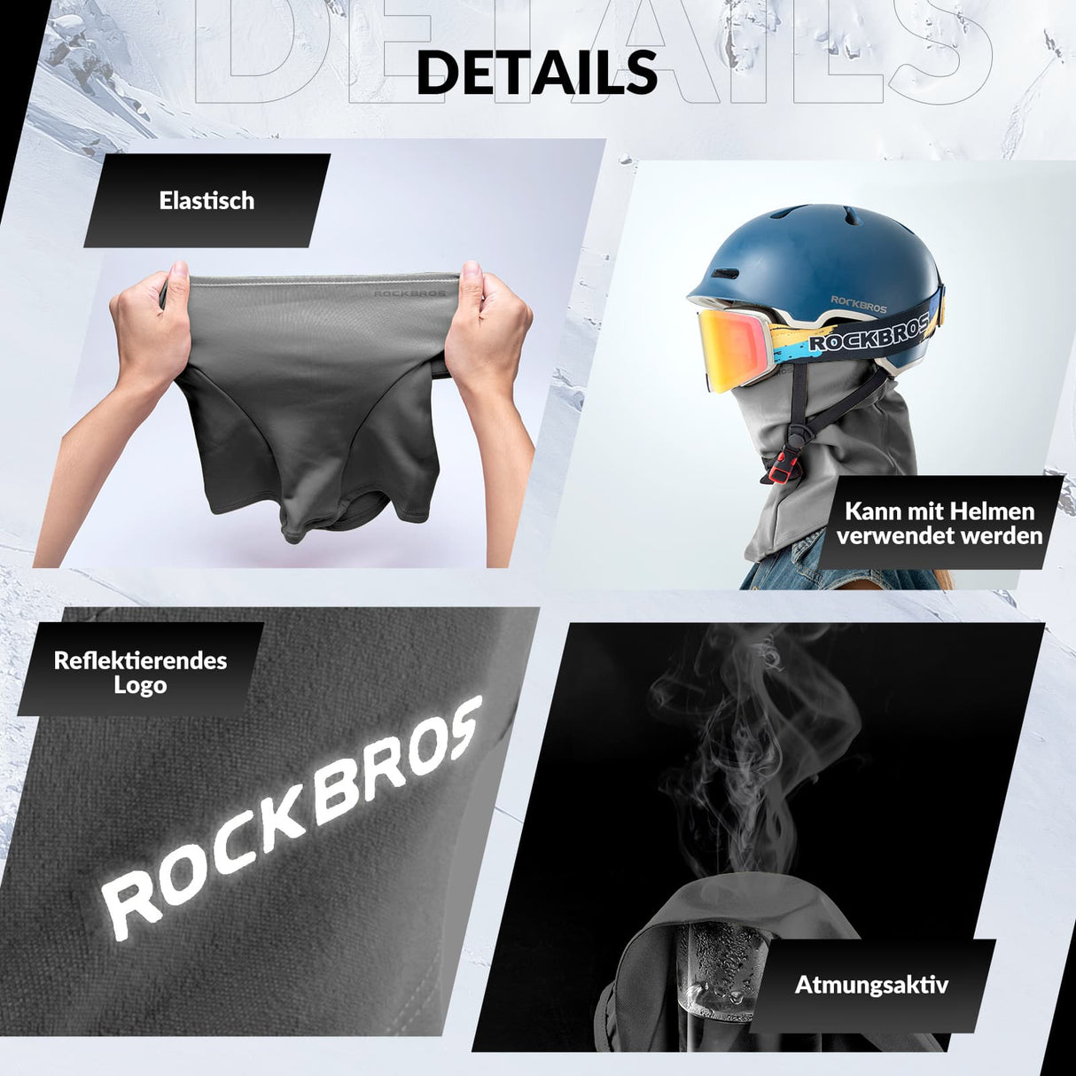 ROCKBROS Sturmhaube Herbst Winter Balaclava für Outdoorsports Unisex - ROCKBROS-EU
