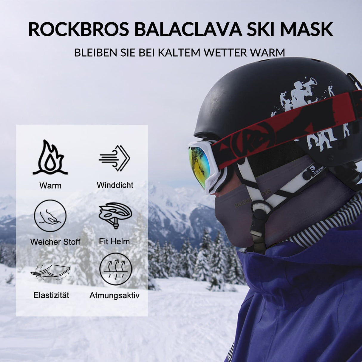 ROCKBROS Sturmhaube Herbst Winter Balaclava für Outdoorsports Unisex - ROCKBROS-EU