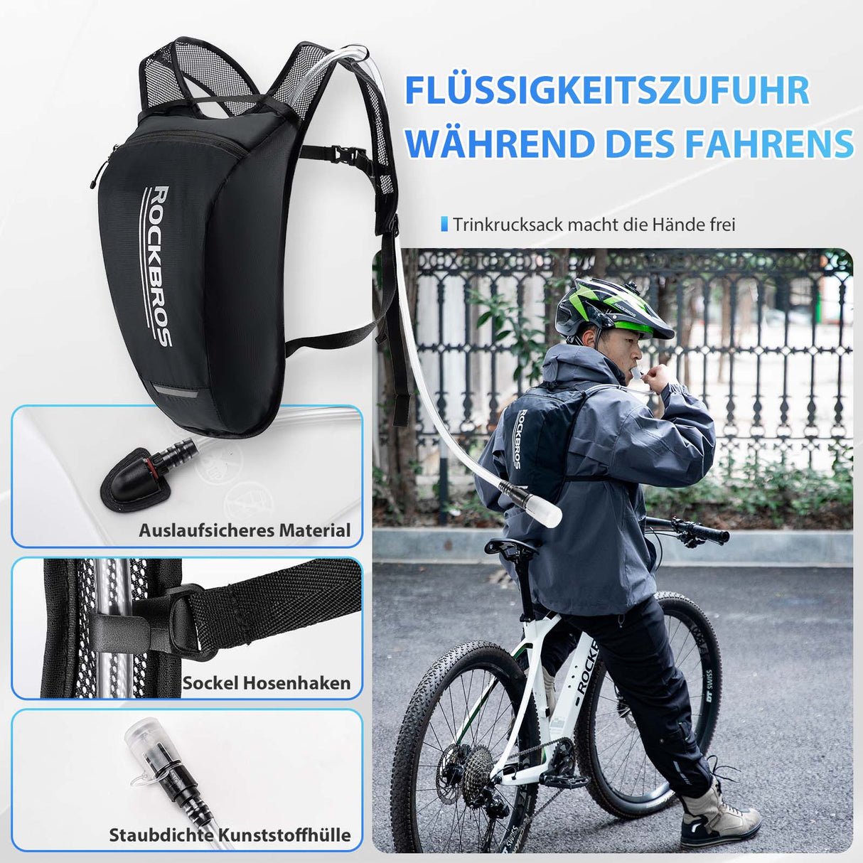 ROCKBROS Ultraleicht Trinkblase Rucksack Fahrradrucksack mit Trinksystem 2L - ROCKBROS-EU