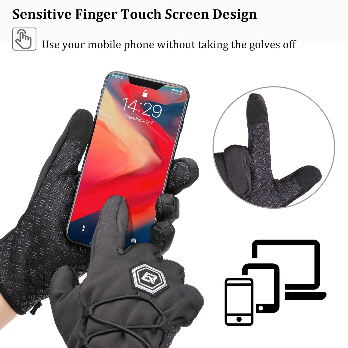 ROCKBROS Winter-Fahrradhandschuhe mit Touchscreen-Funktion