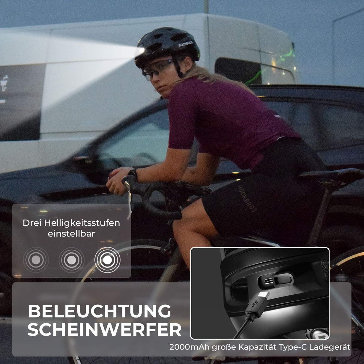 Smart Fahrradhelm mit Licht - ROCKBROS-EU