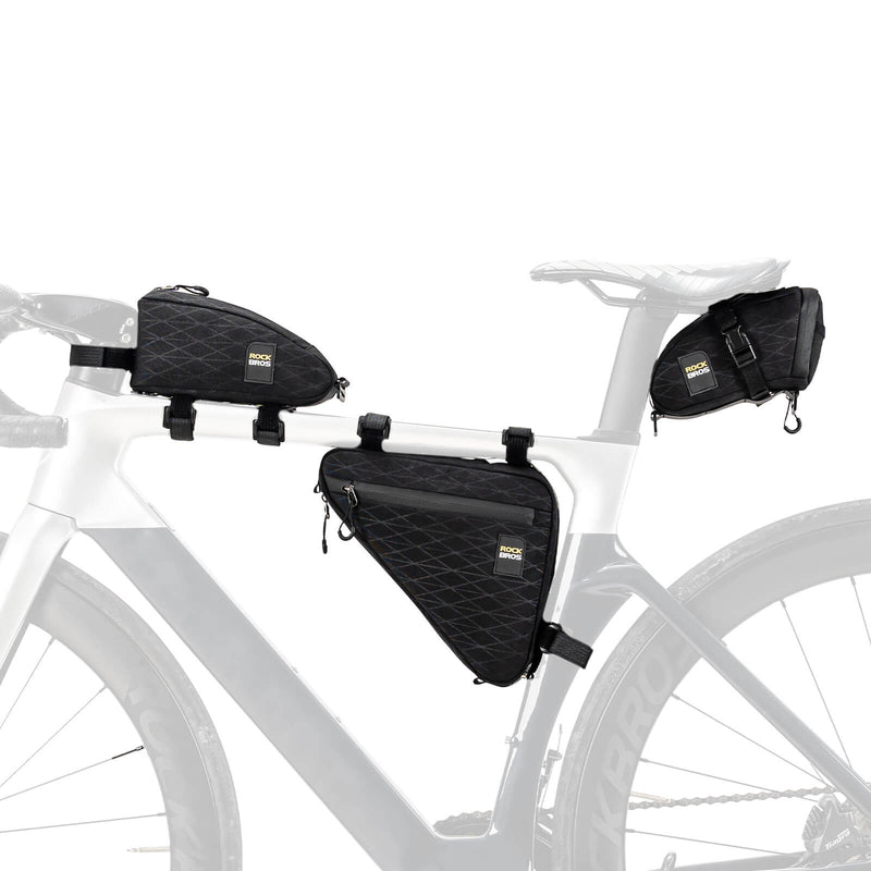 Laden Sie das Bild in Galerie -Viewer, ROCKBROS Fahrradtasche Set Rahmentasche2+Satteltasche1 mit Verstellbarer Schultergurt 1,2L
