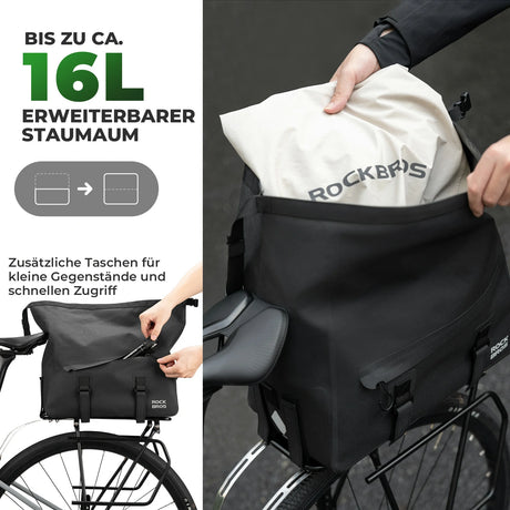 Fahrrad‑Gepäckträgertasche 16L – 100 % Wasserdicht, AS‑155 RideMate