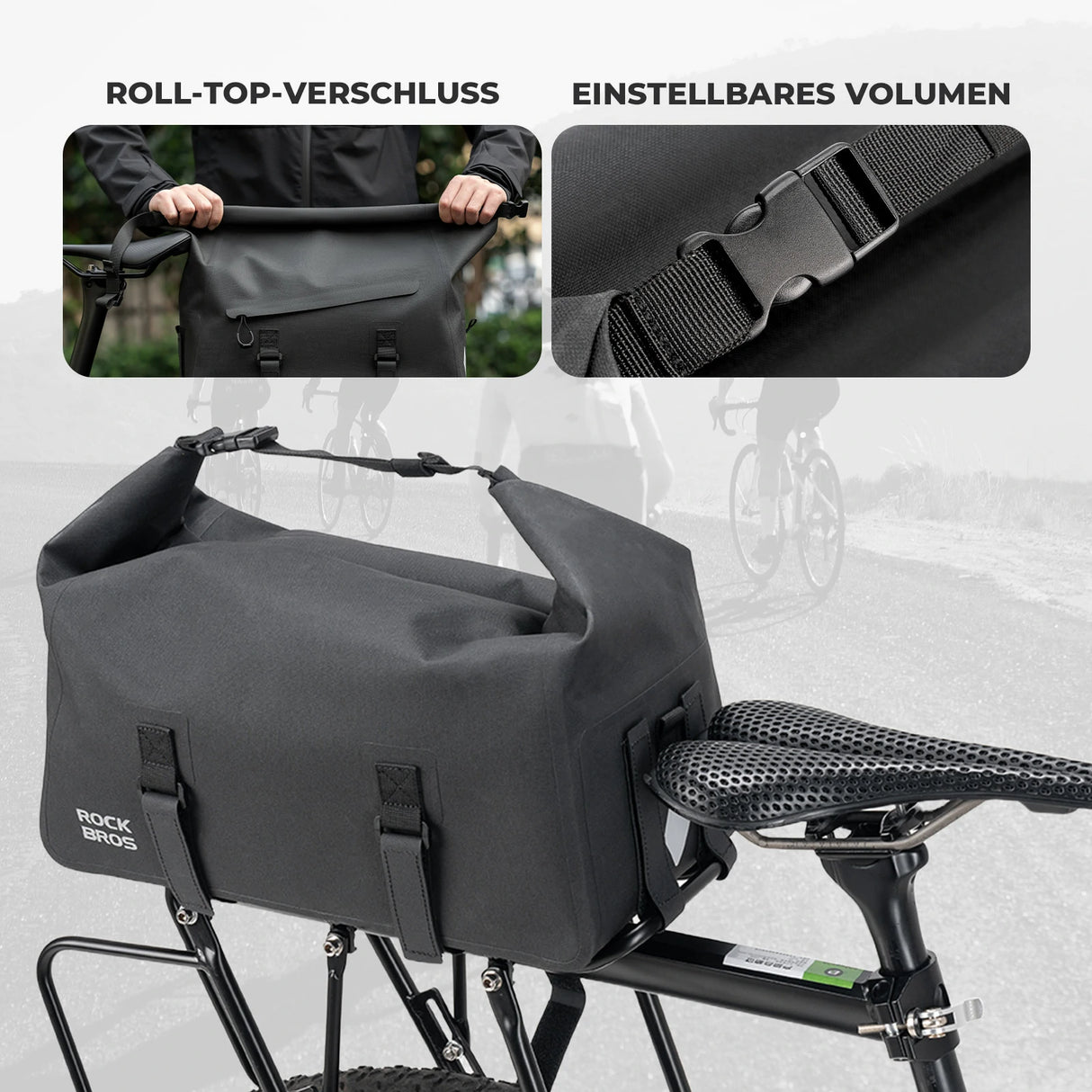 Fahrrad‑Gepäckträgertasche 16L – 100 % Wasserdicht, AS‑155 RideMate