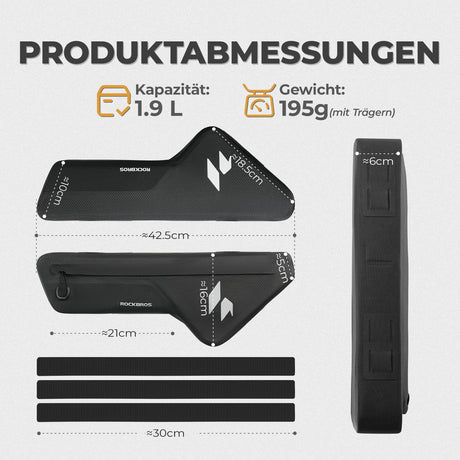 AS-152 RideMate Rahmentasche – 100% Wasserdicht, 1.9L Dreieck-Design