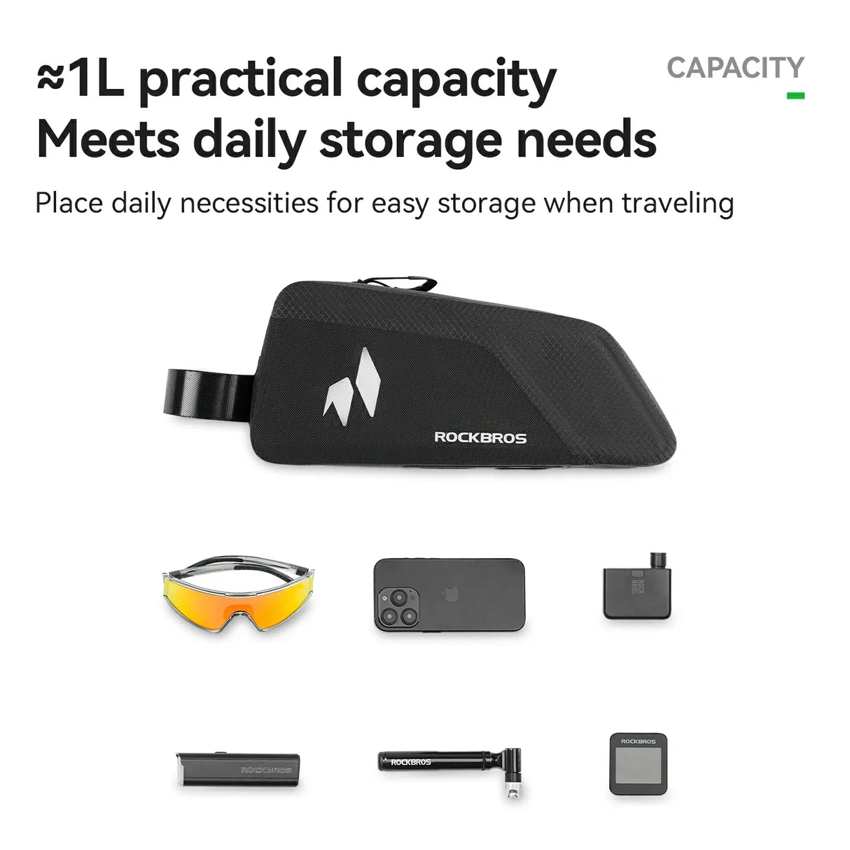 AS-151 RideMate Oberrohrtasche – 100% Wasserdicht, 1L Volumen