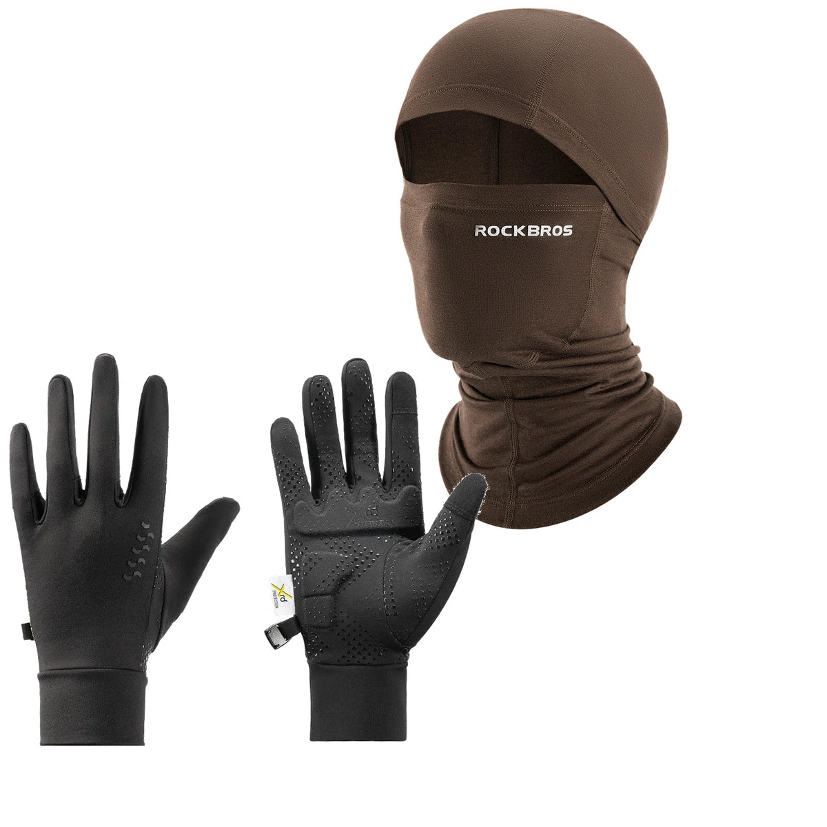 ROCKBROS Winter Set: Sturmhaube Merinowolle & ThermoGrip Fahrradhandschuhe Lang